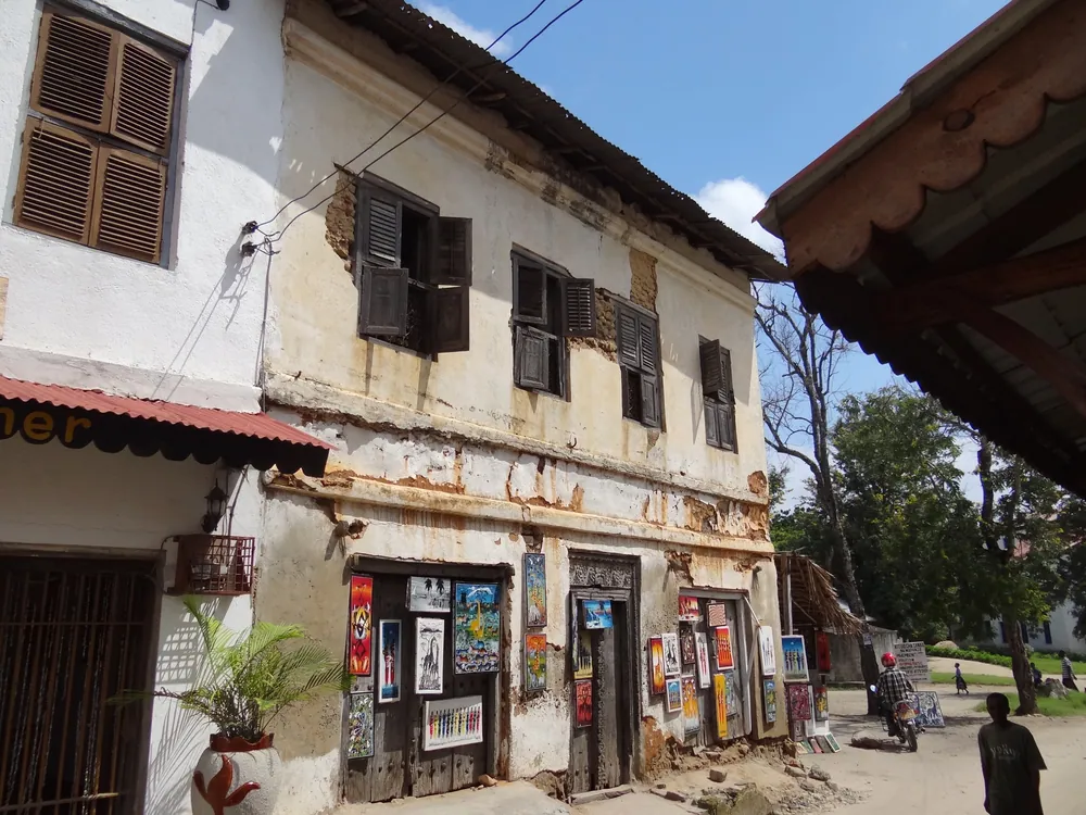 A street of old traders' houses in Bagamoyo town