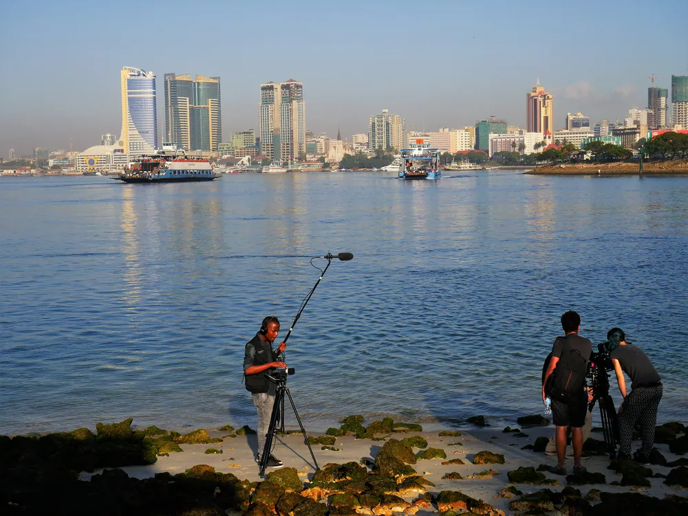 The Dar es Salaam waterfront, with the city rising behind the harbour
