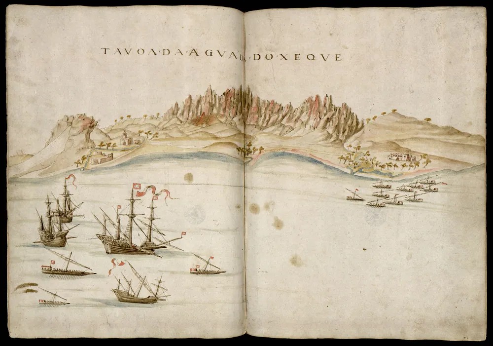 Portuguese ships off Socotra in 1541, drawn by João de Castro