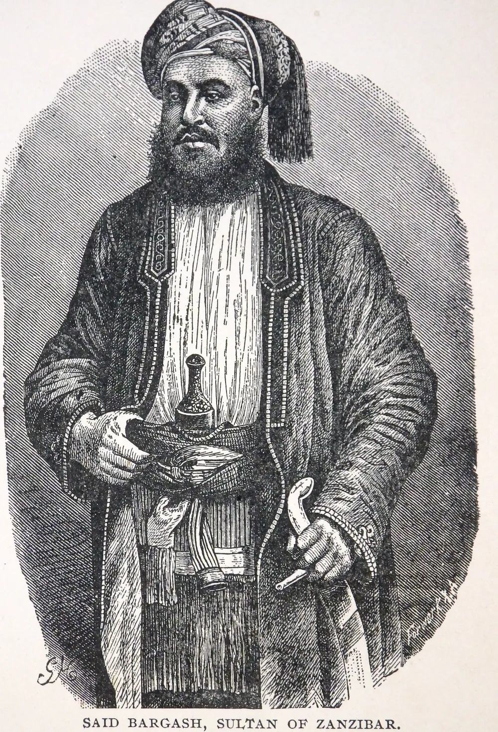 Engraved portrait of Sultan Barghash bin Said