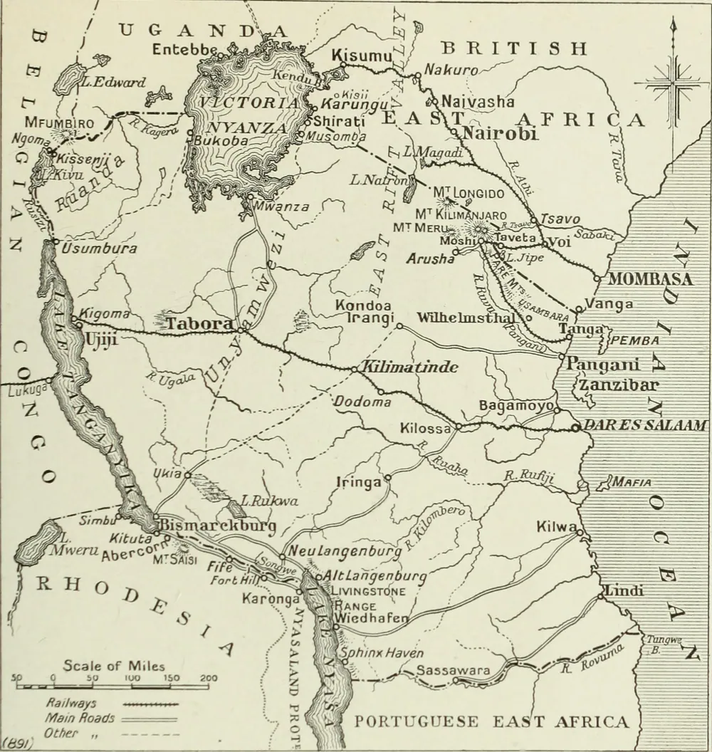 A wartime map of German East Africa, from The Times History of the War.