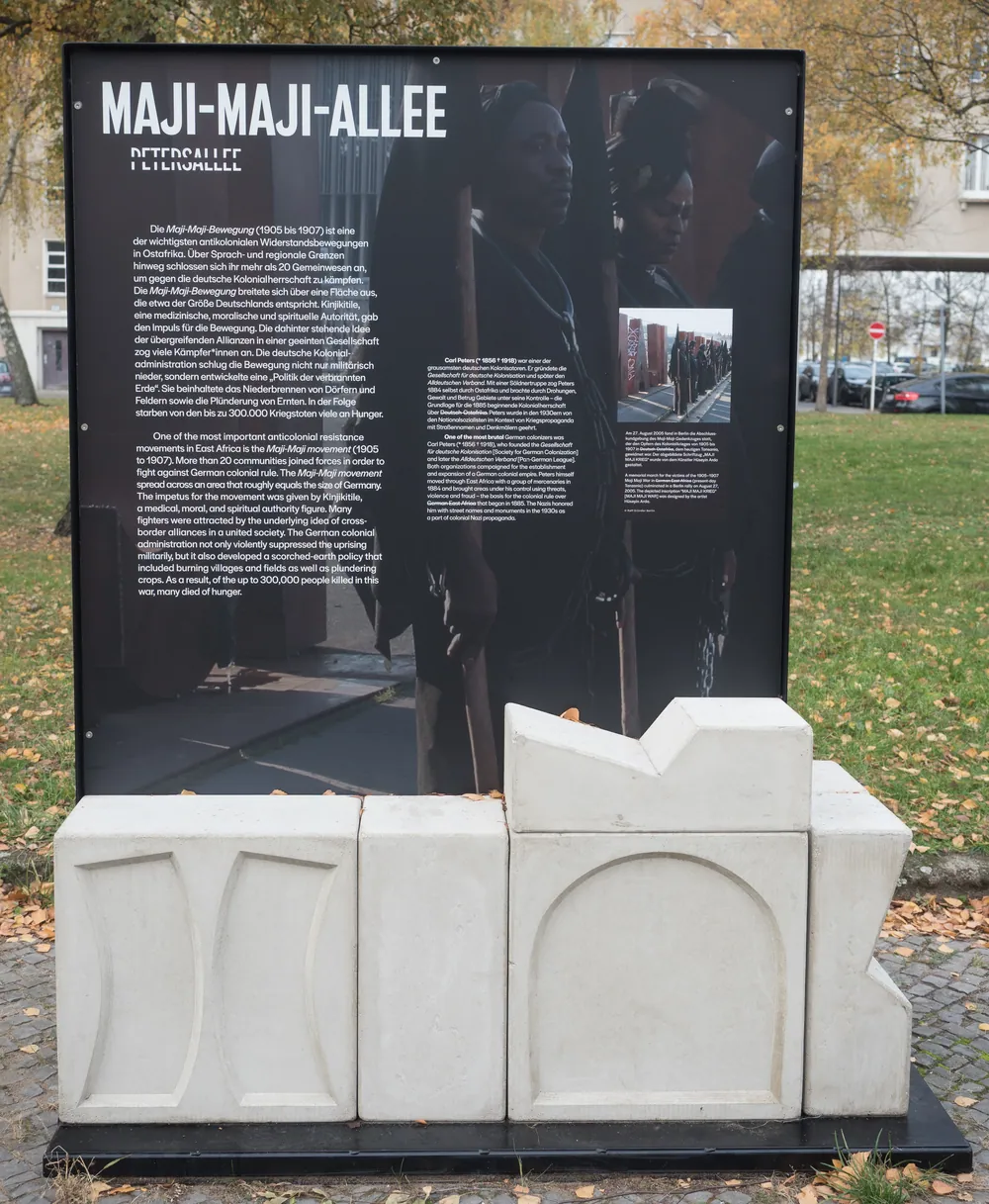A memorial column on Maji-Maji-Allee in the Wedding district of Berlin