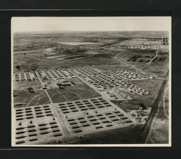 Aerial view of the Williamson diamond mine at Mwadui, Shinyanga, with its plant and housing