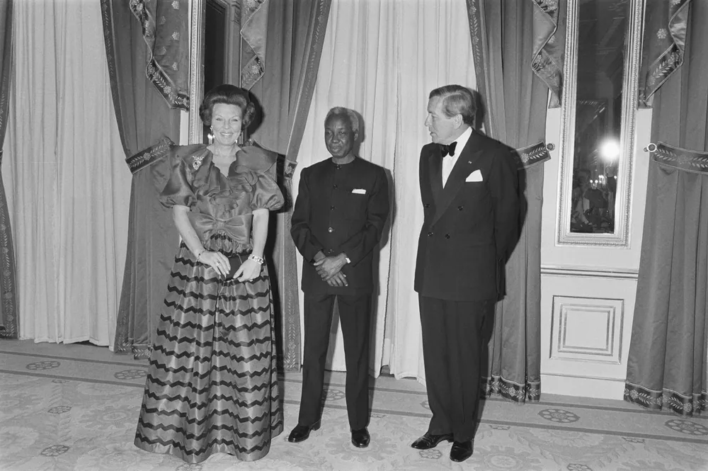 Julius Nyerere with Queen Beatrix and Prince Claus of the Netherlands