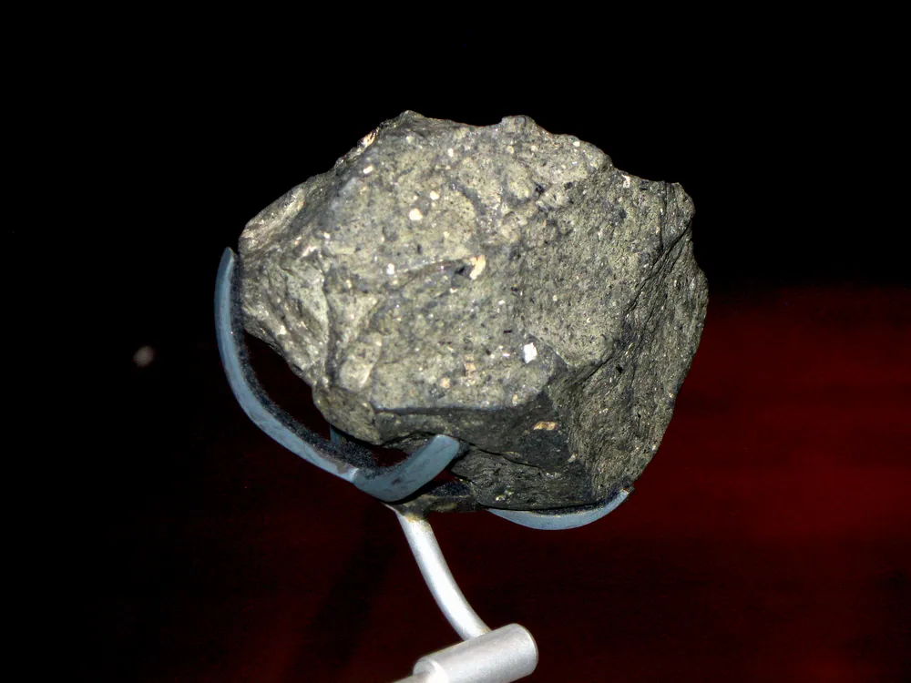An Oldowan chopping tool from Olduvai Gorge, about 1.8 million years old, in the British Museum.