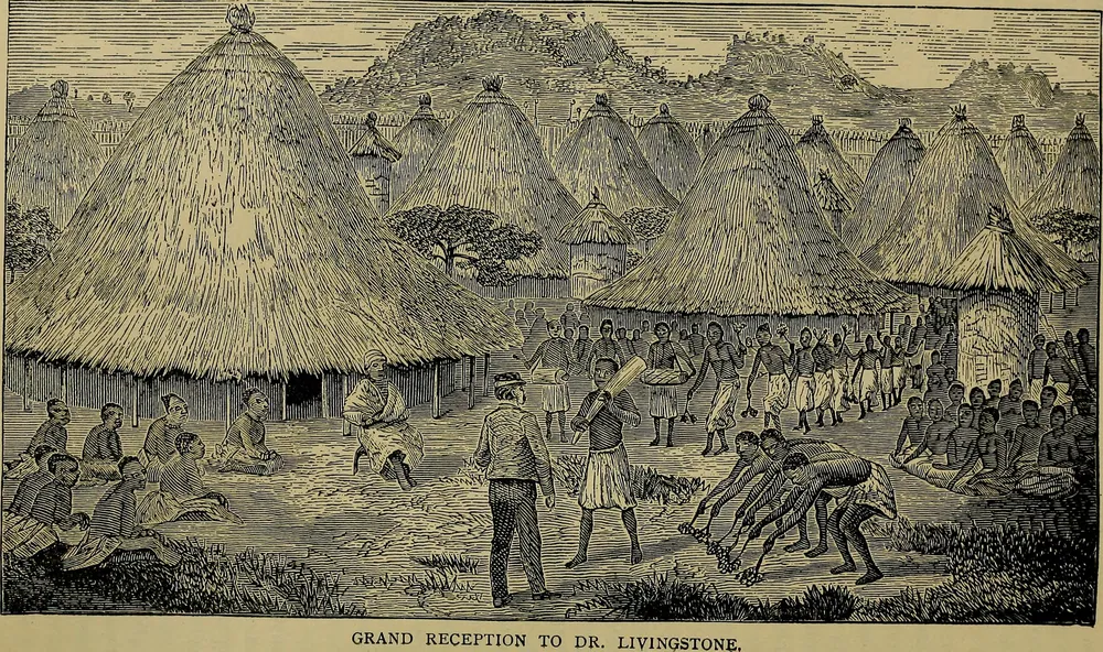 A nineteenth-century engraving of Livingstone's reception at Ujiji