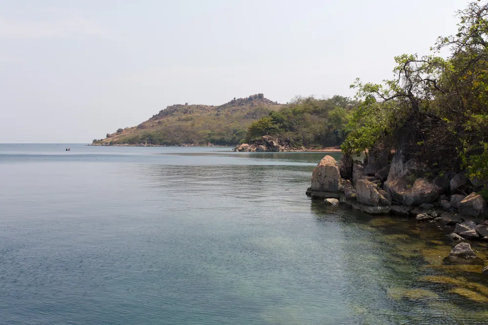 Rocky shore and clear water on Lake Tanganyika near Kigoma