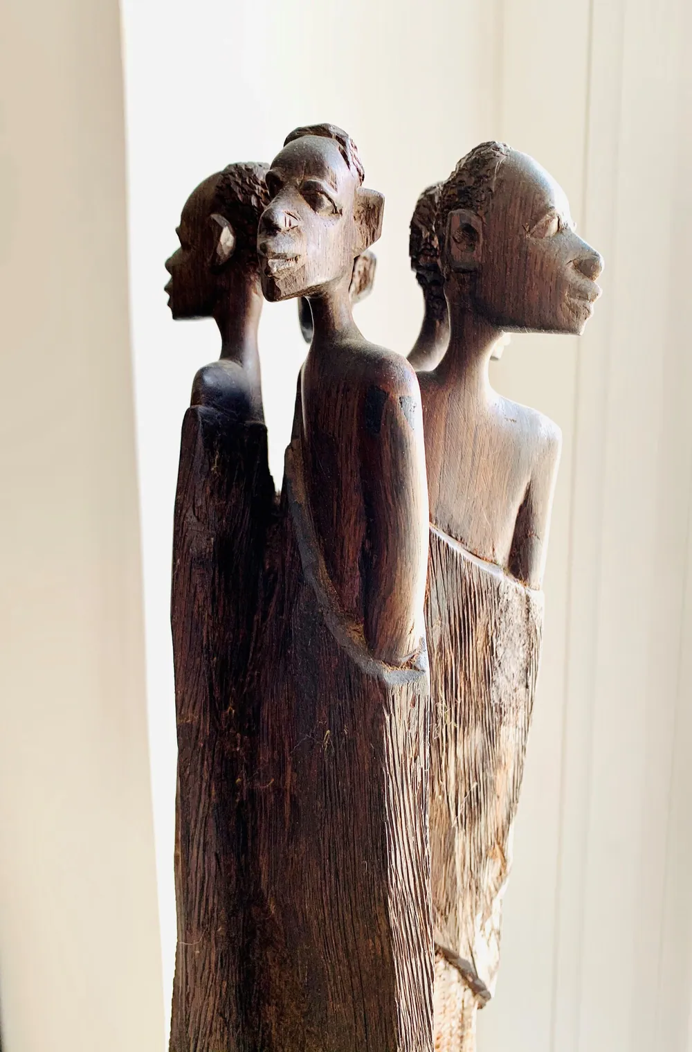 Detail of a Makonde carving of linked figures