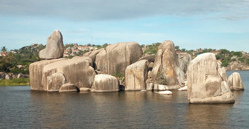 Granite boulders standing in Lake Victoria at Mwanza