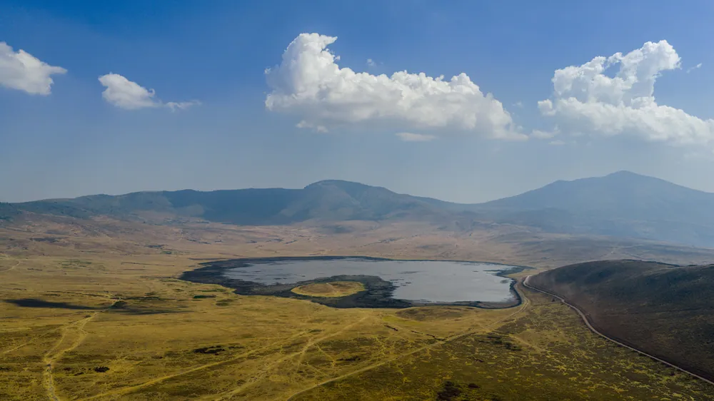 The floor of the Ngorongoro Crater seen from the rim