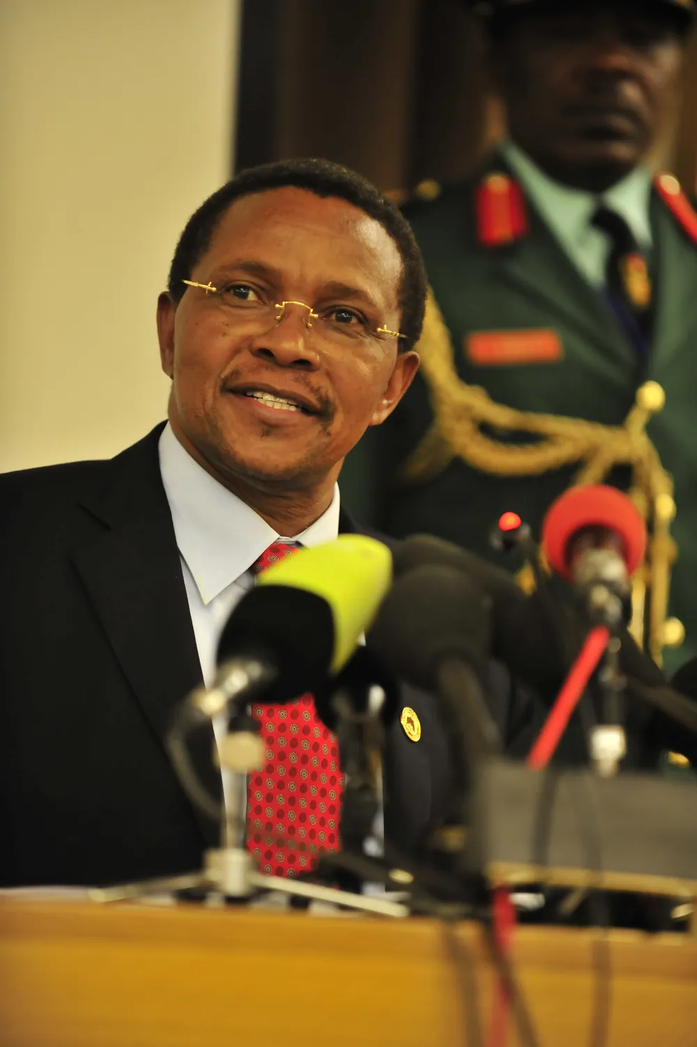 Jakaya Kikwete at a press conference during the African Union summit in Addis Ababa, February 2009
